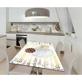 Наклейка 3Д виниловая на стол Zatarga «Кофейное меню» 600х1200 мм для домов, квартир, столов, кофейн, кафе