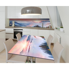 Наклейка 3Д виниловая на стол Zatarga «Пробуждение гор» 600х1200 мм для домов, квартир, столов, кофейн, кафе