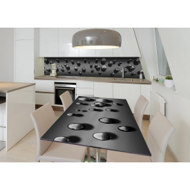 Наклейка 3Д виниловая на стол Zatarga «Чёрные капли» 600х1200 мм для домов, квартир, столов, кофейн, кафе