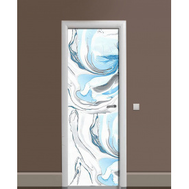 Наклейка на дверь Zatarga «Бирюзовые волны» 650х2000 мм виниловая 3Д наклейка декор самоклеящаяся