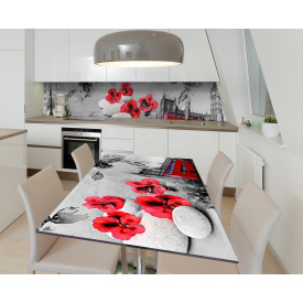 Наклейка 3Д виниловая на стол Zatarga «Лондон-Париж» 600х1200 мм для домов, квартир, столов, кофейн, кафе