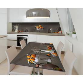 Наклейка 3Д вінілова на стіл Zatarga «Мандариновий фреш» 600х1200 мм для будинків, квартир, столів, кав'ярень