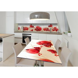 Наклейка 3Д виниловая на стол Zatarga «Сочный гранат» 600х1200 мм для домов, квартир, столов, кофейн, кафе