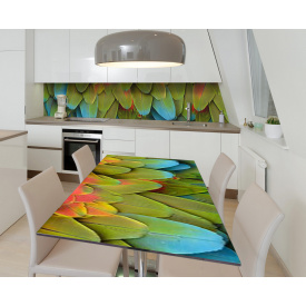 Наклейка 3Д виниловая на стол Zatarga «Радужные перья» 650х1200 мм для домов, квартир, столов, кофейн, кафе