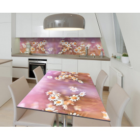 Наклейка 3Д виниловая на стол Zatarga «Дикая ромашка» 600х1200 мм для домов, квартир, столов, кофейн, кафе