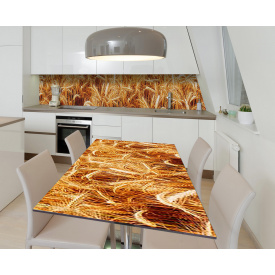 Наклейка 3Д вінілова на стіл Zatarga «Пшеничне поле» 600х1200 мм для будинків, квартир, столів, кав'ярень.