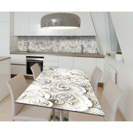 Наклейка 3Д виниловая на стол Zatarga «Античная лепка» 650х1200 мм для домов, квартир, столов, кофейн, кафе
