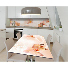 Наклейка 3Д вінілова на стіл Zatarga «Посмішка орхідеї» 650х1200 мм для будинків, квартир, столів, кав'ярень.