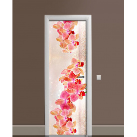 Наклейка на дверь Zatarga «Сверкание орхидей» 650х2000 мм виниловая 3Д наклейка декор самоклеящаяся