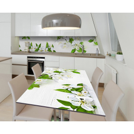 Наклейка 3Д виниловая на стол Zatarga «Весенний вишнёвый цвет» 650х1200 мм для домов, квартир, столов, кофейн,