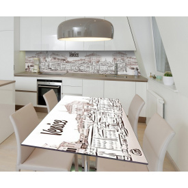 Наклейка 3Д виниловая на стол Zatarga «Венеция в скетчах» 600х1200 мм для домов, квартир, столов, кофейн, кафе