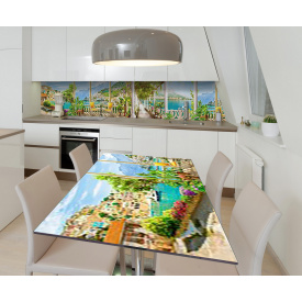 Наклейка 3Д виниловая на стол Zatarga «Встреча на Лазурном берегу» 650х1200 мм для домов, квартир, столов,