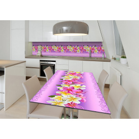 Наклейка 3Д виниловая на стол Zatarga «Лиловая скатерть» 600х1200 мм для домов, квартир, столов, кофейн, кафе
