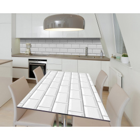 Наклейка 3Д виниловая на стол Zatarga «Белый кафель» 600х1200 мм для домов, квартир, столов, кофейн, кафе