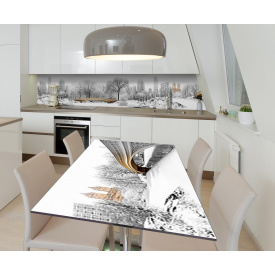 Наклейка 3Д виниловая на стол Zatarga «Заснеженный Нью-Йорк» 650х1200 мм для домов, квартир, столов, кофейн,
