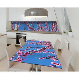 Наклейка 3Д виниловая на стол Zatarga «Изящное цветение» 600х1200 мм для домов, квартир, столов, кофейн, кафе