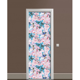 Наклейка на дверь Zatarga «Бирюза и нежность розы» 650х2000 мм виниловая 3Д наклейка декор самоклеящаяся