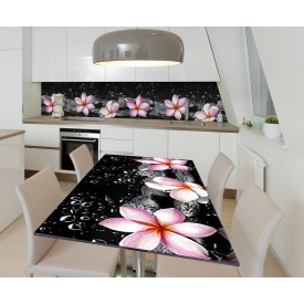 Наклейка вінілова на стіл Zatarga  "Рожеві Квіти на Чорному тлі" 600х1200 мм Z181717st