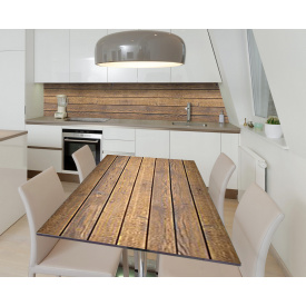 Наклейка 3Д виниловая на стол Zatarga «Лесной сруб» 600х1200 мм для домов, квартир, столов, кофейн, кафе