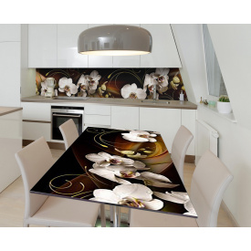 Наклейка 3Д виниловая на стол Zatarga «Роскошь белой орхидеи» 600х1200 мм для домов, квартир, столов, кофейн,