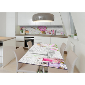 Наклейка 3Д вінілова на стіл Zatarga «Поема про Париж» 600х1200 мм для будинків, квартир, столів, кав'ярень