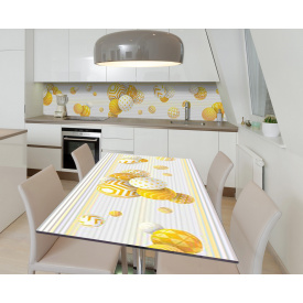 Наклейка 3Д виниловая на стол Zatarga «Шары в узорах» 600х1200 мм для домов, квартир, столов, кофейн, кафе