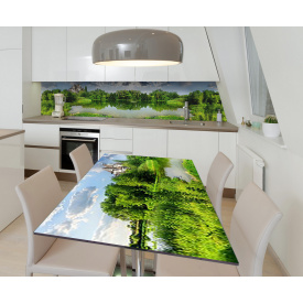 Наклейка 3Д вінілова на стіл Zatarga «Тихі заводи» 650х1200 мм для будинків, квартир, столів, кав'ярень.
