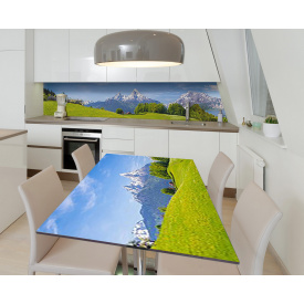 Наклейка 3Д виниловая на стол Zatarga «Заснеженные пики» 600х1200 мм для домов, квартир, столов, кофейн, кафе