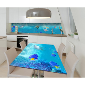 Наклейка 3Д вінілова на стіл Zatarga «Тихоокеанський тандем» 600х1200 мм для будинків, квартир, столів, кав'ярень,