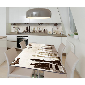 Наклейка 3Д виниловая на стол Zatarga «Утренняя партия» 650х1200 мм для домов, квартир, столов, кофейн, кафе