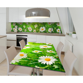 Наклейка 3Д виниловая на стол Zatarga «Ромашечный рай» 650х1200 мм для домов, квартир, столов, кофейн, кафе