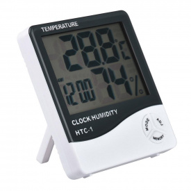 Цифровой термогигрометр Adenki HTC-1 с часами Белый (46-920110915)