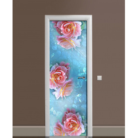 Наклейка на дверь Zatarga «Цветы шиповника» 650х2000 мм виниловая 3Д наклейка декор самоклеящаяся