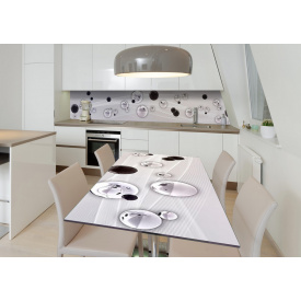 Наклейка 3Д вінілова на стіл Zatarga «Чорно-білі краплі» 650х1200 мм для будинків, квартир, столів, кав'ярень.