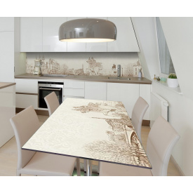Наклейка 3Д виниловая на стол Zatarga «Городские рисунки» 600х1200 мм для домов, квартир, столов, кофейн, кафе