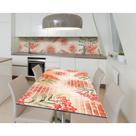 Наклейка 3Д виниловая на стол Zatarga «Рябиновый костёр» 600х1200 мм для домов, квартир, столов, кофейн, кафе