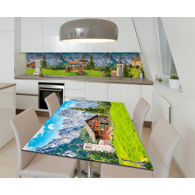 Наклейка 3Д виниловая на стол Zatarga «Альпийская жизнь» 600х1200 мм для домов, квартир, столов, кофейн, кафе