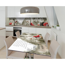 Наклейка 3Д виниловая на стол Zatarga «Бокал сухого» 600х1200 мм для домов, квартир, столов, кофейн, кафе
