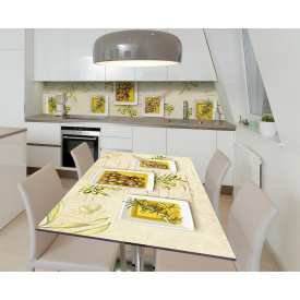 Наклейка 3Д виниловая на стол Zatarga «Розмарин и олива» 650х1200 мм для домов, квартир, столов, кофейн, кафе