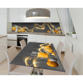 Наклейка 3Д виниловая на стол Zatarga «Аромат мандарин» 600х1200 мм для домов, квартир, столов, кофейн, кафе