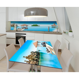 Наклейка 3Д вінілова на стіл Zatarga «Самота в лагуні» 600х1200 мм для будинків, квартир, столів, кав'ярень,