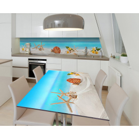 Наклейка 3Д вінілова на стіл Zatarga «Морські скарби» 650х1200 мм для будинків, квартир, столів, кав'ярень