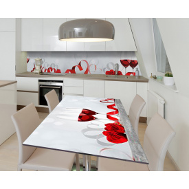 Наклейка 3Д виниловая на стол Zatarga «Бокал любви» 600х1200 мм для домов, квартир, столов, кофейн, кафе