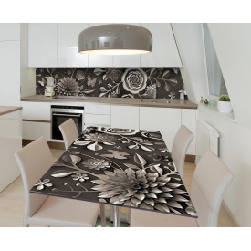 Наклейка 3Д вінілова на стіл Zatarga «Орігамі в сріблі» 650х1200 мм для будинків, квартир, столів, кав'ярень.