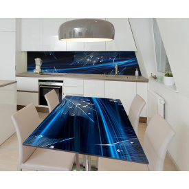 Наклейка 3Д вінілова на стіл Zatarga «Роса на павиче пір'я» 650х1200 мм для будинків, квартир, столів,
