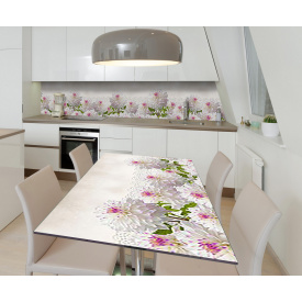 Наклейка 3Д вінілова на стіл Zatarga «Бал хризантем» 650х1200 мм для будинків, квартир, столів, кав'ярень