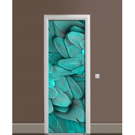 Наклейка на дверь Zatarga «Бирюзовое оперение» 650х2000 мм виниловая 3Д наклейка декор самоклеящаяся