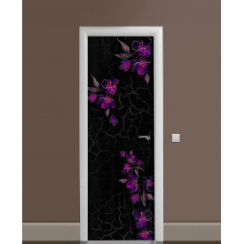 Наклейка на двері Zatarga «Неонові квіти» 650х2000 мм вінілова 3Д наклейка декор самоклеюча
