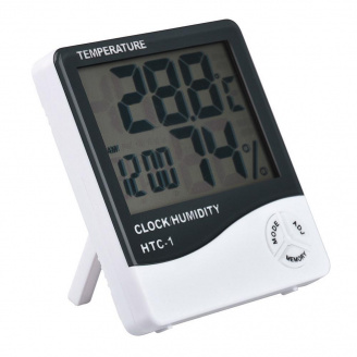 Цифровий термогігрометр Adenki HTC-1 з годинником Білий (46-920110915)