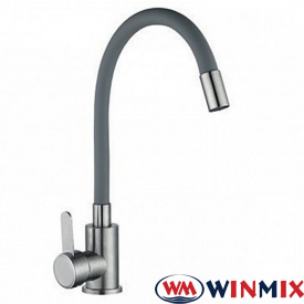 Смеситель для кухни Ухо WINMIX DAX 011 GRAY рефлекторный серый гусак (Chr-011), Польша (нержавеющая сталь)